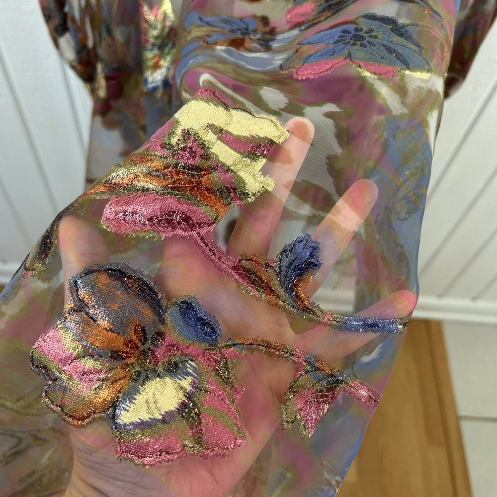 Vintage Victor Costa Organza Floral Coat Dress Designer Evening Formal Size 8 - Picture 3 of 13